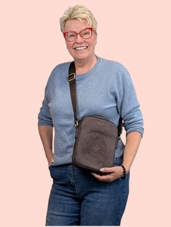 Ted Baker London Handbags - Ted Baker London Embossed Leather Crossbody Bag Brown | Adjustable Strap